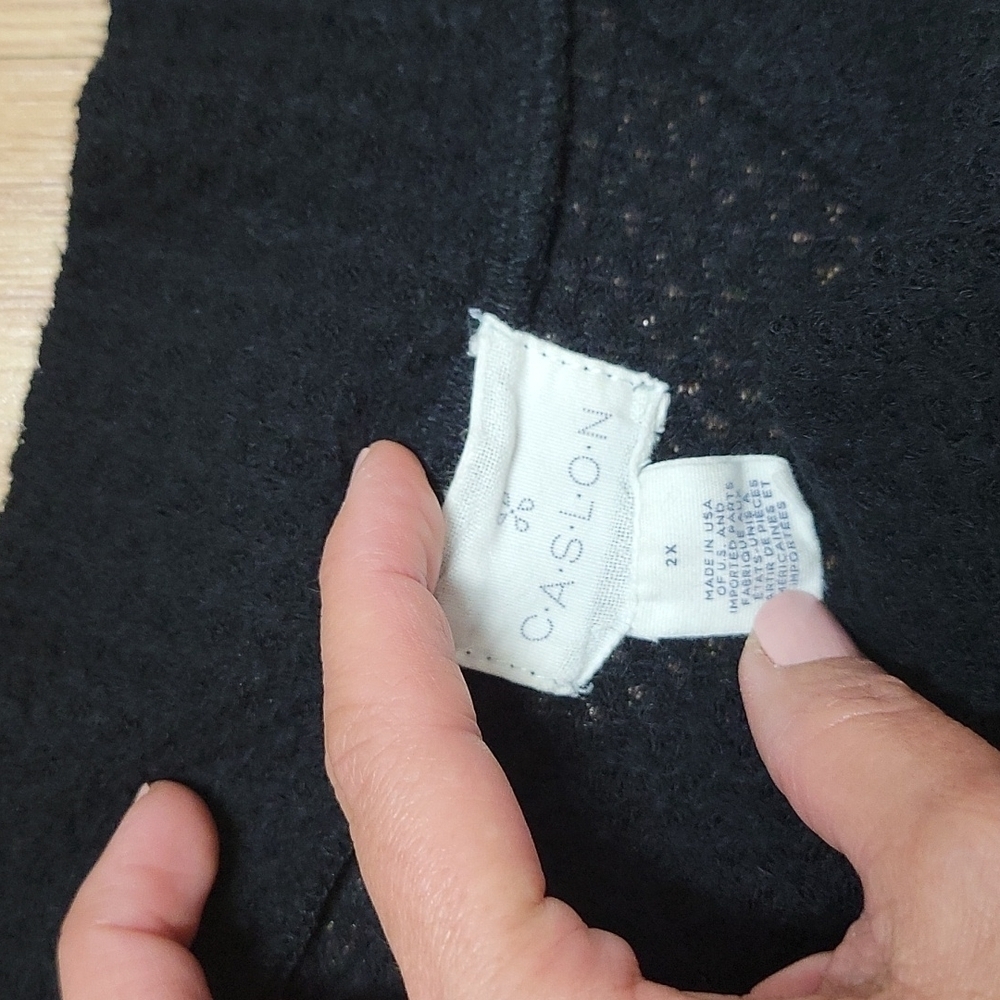 Caslon black waffle knit drop shoulder mock neck sweater - Picture 3 of 6